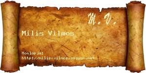Milis Vilmos névjegykártya